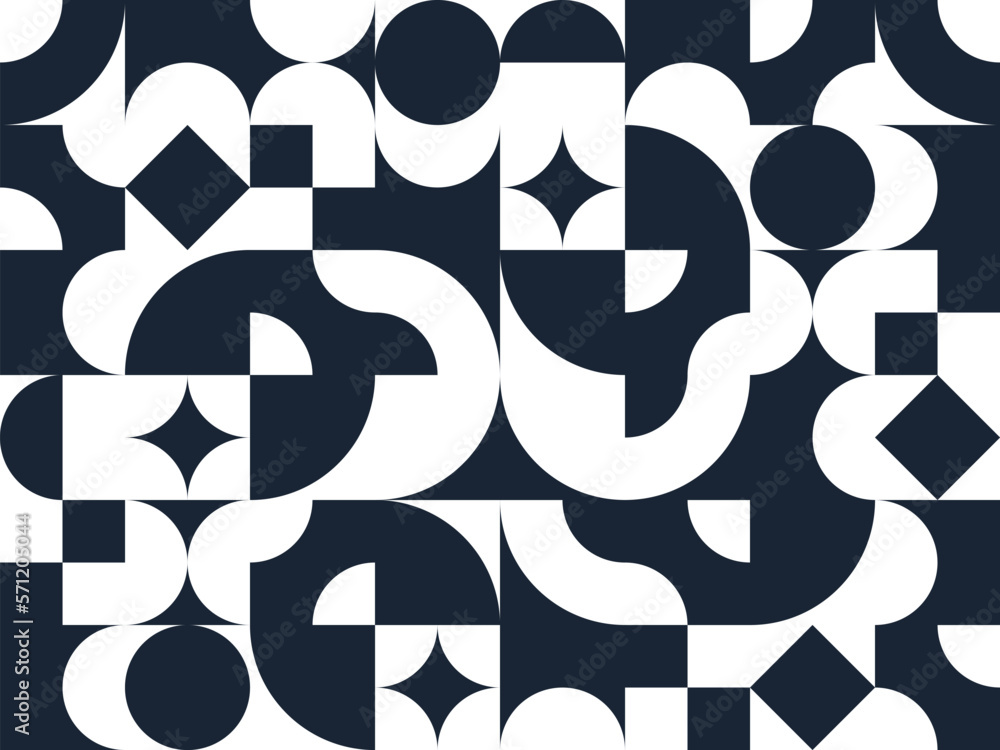Poster geometric abstract seamless pattern with black and white simple elements of geometry, wallpaper back