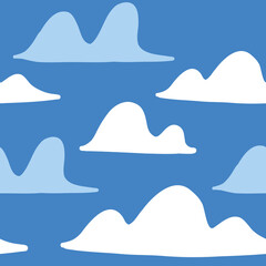 Vector cloud pattern. Vector illustration on blue background in cartoon flat style