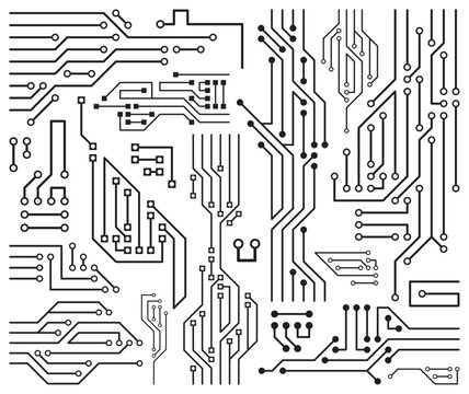 Black vector printed circuit board design elements