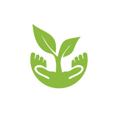 Nature care hand tree logo design