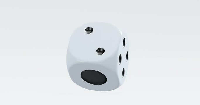 3d render of rolling dice with motion blur for casino or gambling concept, with alpha layer on second half of video.