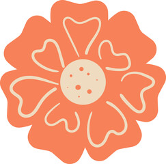 Orange Flower with Beige Core. PNG