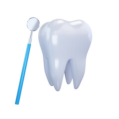 3d tooth with dental tool isolated on transparent background. Render. 3d render. PNG. Dentistry, medicine concept. 3D rendering, for web, ui, ux. Teeth. Health