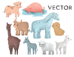 Farm Animals vector collection