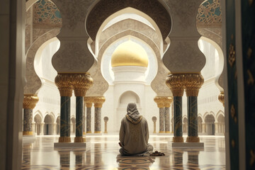 Grand sheikh zayed mosque in UAE, Abu dhabi, islam religious  place of worship, muslim praying  - obrazy, fototapety, plakaty