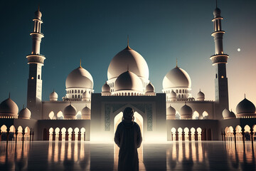 Grand sheikh zayed mosque in UAE, Abu dhabi, islam religious  place of worship, muslim praying 