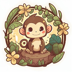  monkey kawaii illustration monkey icon graphic