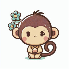Fototapeta premium monkey kawaii illustration monkey icon graphic