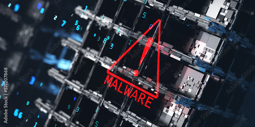 Poster hacker attack, virus attack. virus ransomware. malware concept. 3d render.