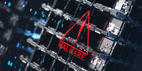 Hacker attack, virus attack. Virus ransomware. Malware concept. 3d render.