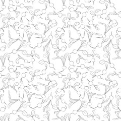 A set of seamless background with radish. Line drawing. Lines have different widths. Vector graphics, 1000x1000.