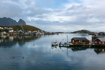 Fototapeta na wymiar Harbor in Lofoten islands, Norway, Reine village