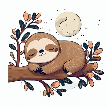 Chibi sloth cute kawaii sloth illustration jungle icon graphic