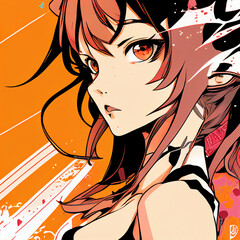 Fictional manga girl graphic in pop art style generative by AI