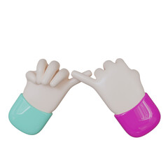 Hand Friendship Gestures isolated on transparent background 3d Illustration