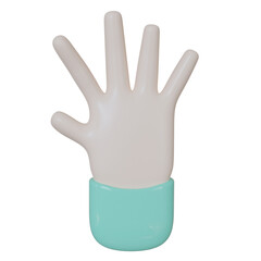 Hand Five or bye Gestures isolated on transparent background 3d Illustration