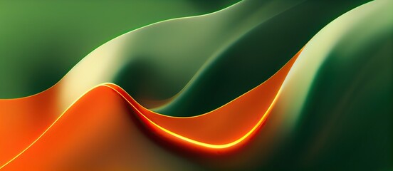 Abstract background with paint green and orange waves.