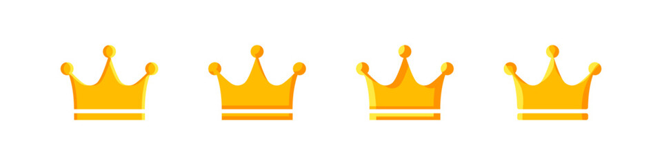 Crown flat icons set. King, queen, premium quality, VIP person, VIP access, impeccable, successful, rich, popular, leader, monarch. The concept of prestige. Set of vector flat icons isolated