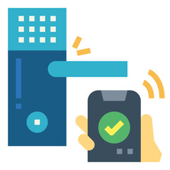 door lock flat icon style