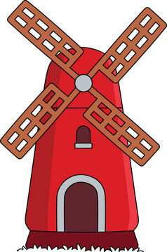 Spring Windmill Cartoon Colored Clipart 