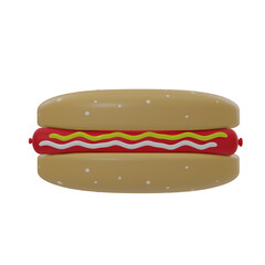 Hot Dog isolated on transparent background 3d Illustration