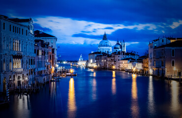 The Grand Canal In Venice At Dusk From Ponte dell'Accademia At Sunset
