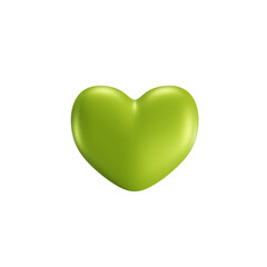 Heart Shape Green Happy Valentine's day isolated on transparent background 3d Illustration