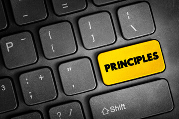 Principles button on keyboard, business concept background