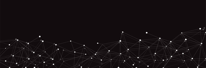 White network. Abstract connection on black background. Network technology background with dots and lines for desktop. Ai system background. Abstract concept. Line background, network technology