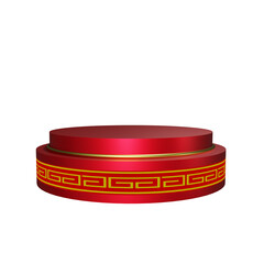 Podium product display Chinese New Year isolated on transparent background 3d Illustration