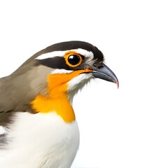 Beautiful Bird Close-up with a White Background Created with Generative AI and Other Techniques