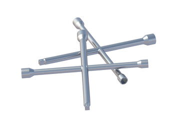 Cross wheel wrenches isolated on white background. Automotive tool. 3d render