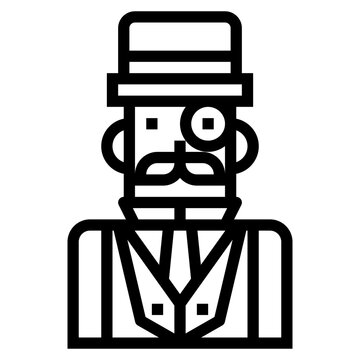 gentleman wearing hat and monocle clip art preview