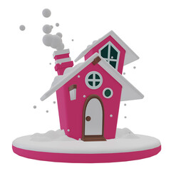 House Winter isolated on transparent background 3d Illustration