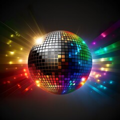 disco ball lights laser party time free black background dance max volume bass shine bright night rotates cozy dj spin youngsters dark shine sparkling different reflective Generative AI