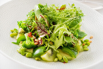 green salad on the white plate