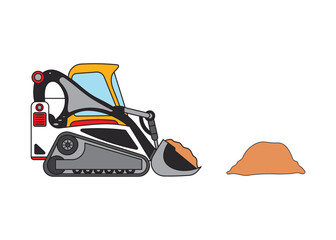 Vector illustration color children construction compact track loader (CTL)