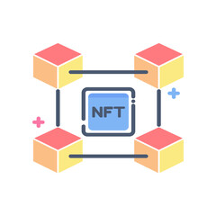 Cute Nft Colorful NFT Non Fungible Token Technology Icon set