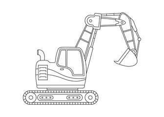 Hand drawn Vector illustration color children construction mini excavator