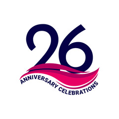 26th anniversary celebration logo design. Vector Eps10