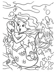 Mermaid Holding Spiral Shell Coloring Page 