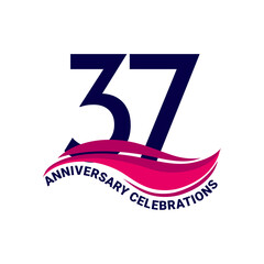 37th anniversary celebration logo design. Vector Eps10