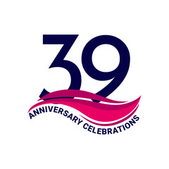 39th anniversary celebration logo design. Vector Eps10