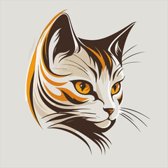  Face of a cat that can be used as a logo, icon or avatar. It is a simple, minimalist, and abstract design that captures the essence of a cat while also being unique and playful. 