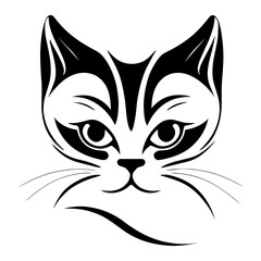  Face of a cat that can be used as a logo, icon or avatar. It is a simple, minimalist, and abstract design that captures the essence of a cat while also being unique and playful. 