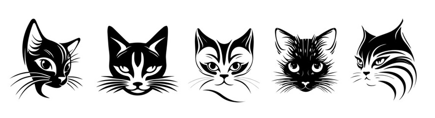 Fototapeta na wymiar Face of a cat that can be used as a logo, icon or avatar. It is a simple, minimalist, and abstract design that captures the essence of a cat while also being unique and playful. 