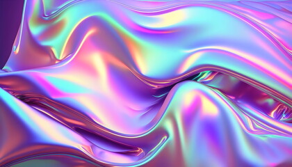 holographic iridescent satin foil background created with generative ai