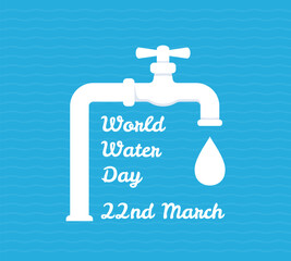 World water day concept - tap with water drop silhouette