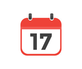 Simple calendar with date 17 day seventeen logo design. Calendar icon flat day 17. Reminder symbol. Event schedule date. Meeting appointment time vector design and illustration.
