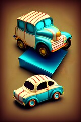 Toy Car with Christmas Gift Box Background, Vintage Coloring Background - generative ai